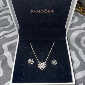 Never worn Pandora necklace & earring set!